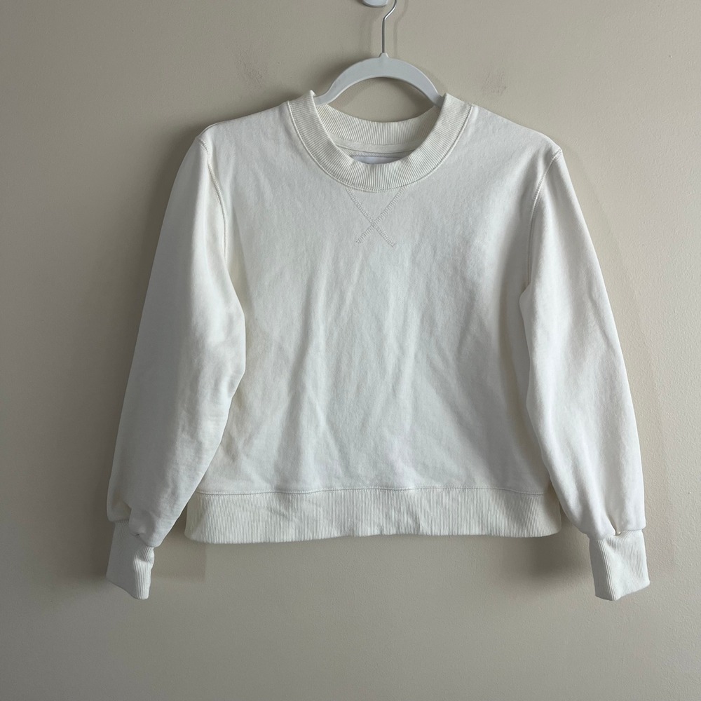 L.F.Markey Cream Cotton Crewneck Sweatshirt US 2 Boxy Minimalist Off White